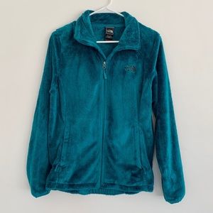 The North Face aqua teal blue fuzzy zip up Size M